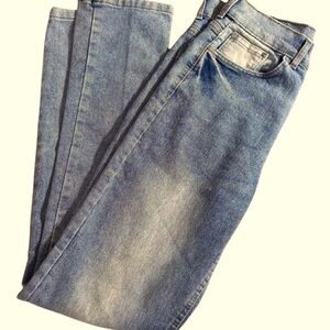 GS-115 Light Acid Wash Distressed Denim Straight Leg  Blue Jeans Women’s Size 30